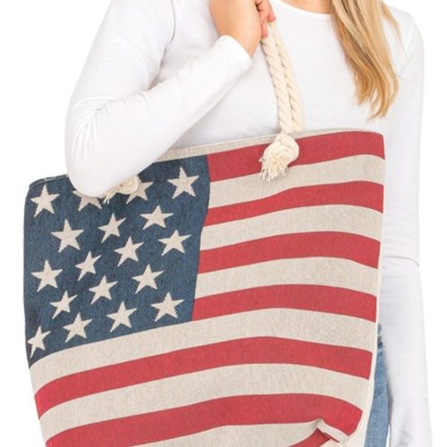 American Flag Zippered Burlap Canvas Bag, Lake Havasu Gifts