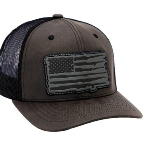 Rifle American Flag Faux Leather Trucker Hat, Lake Havasu Gifts