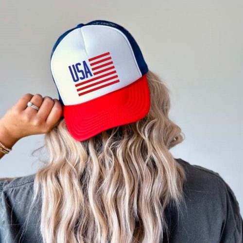 USA Flag 4th of July Trucker Hat, Lake Havasu Gifts