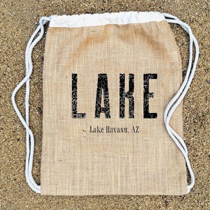 Lake Havasu Jute Drawstring Backpack, Lake Havasu Gifts