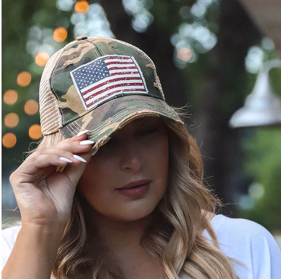 American Flag USA Distressed Trucker Hat, Lake Havasu Gifts