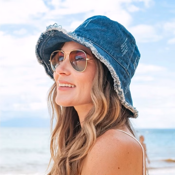 Denim Bucket Hat, Frayed & Distressed Denim Hats, Lake Havasu
